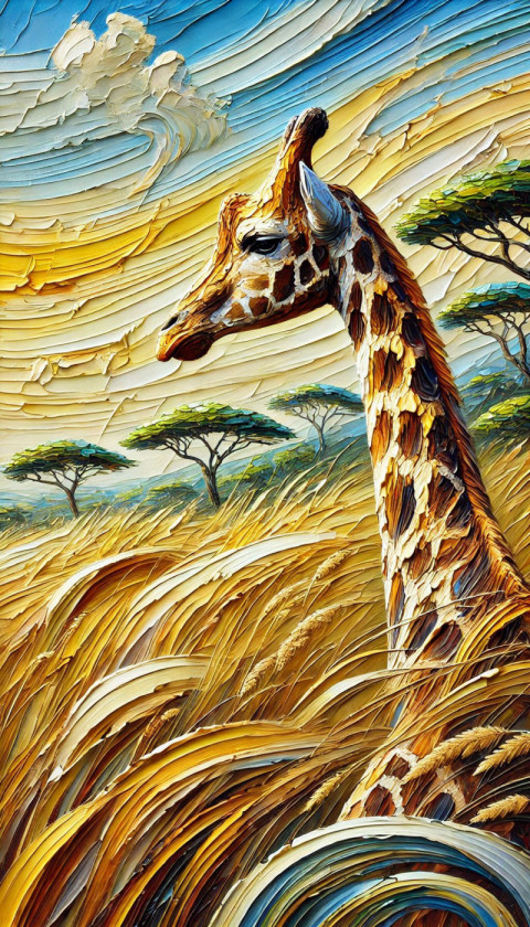 Giraffe Oil Paint drawing